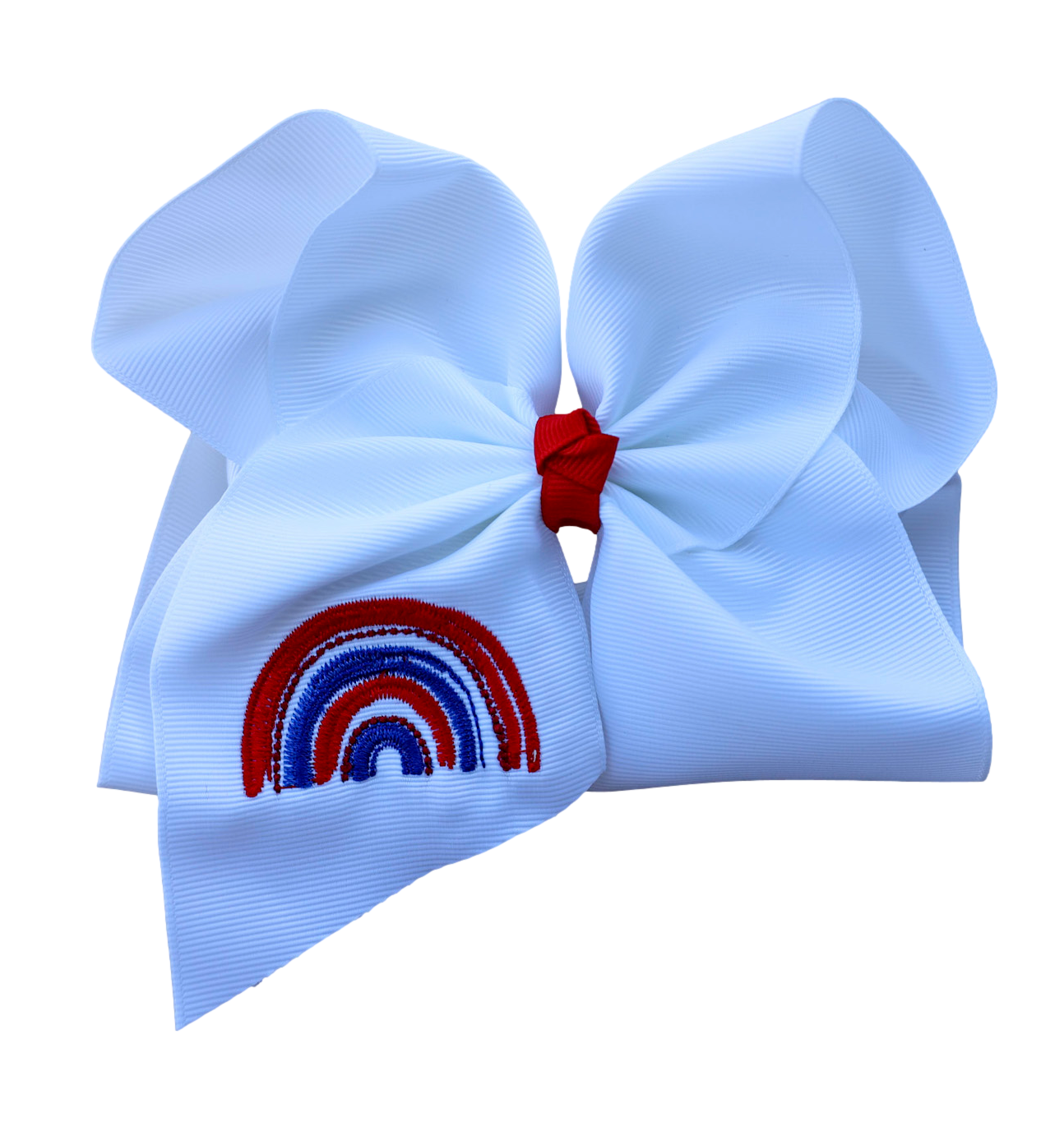 Patriotic Rainbow Embroidered Bow