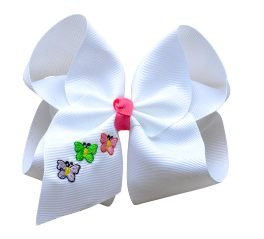 Butterfly Trio Embroidered Bow