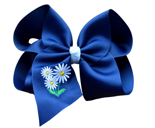 Daisy Embroidered Bow