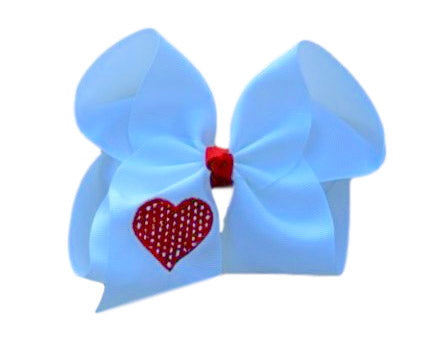 Polka Dot Embroidered Heart Bow