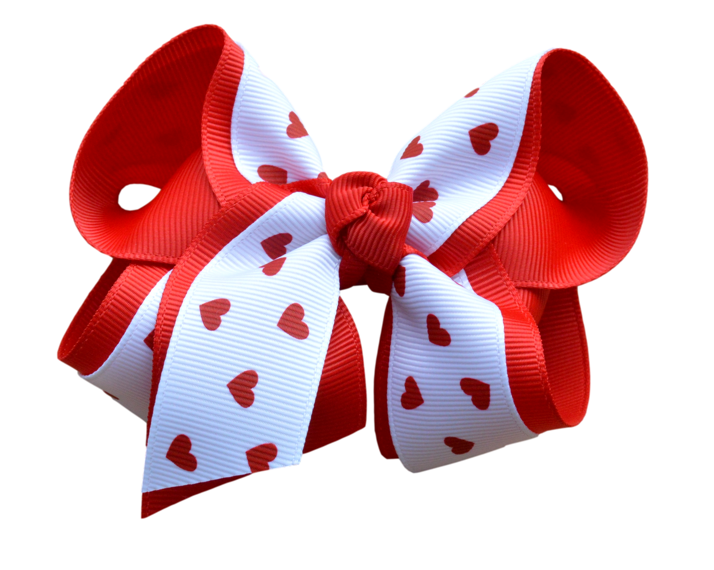 Red Hearts Layered Bow