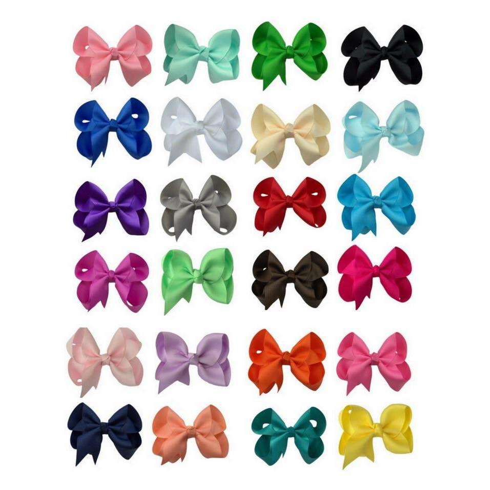 3/4/6/8 inch Colorful Grosgrain Ribbon Hair Bows Clips For Baby