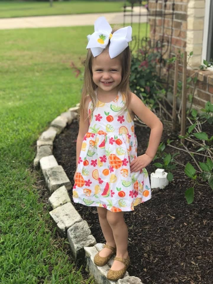 Pineapple Embroidered Bow