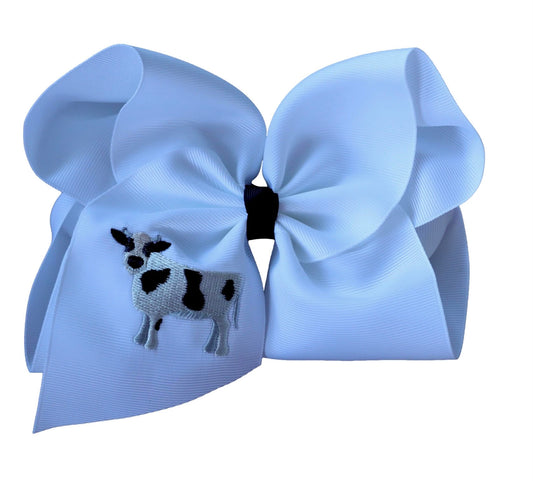 Cow Embroidered Bow