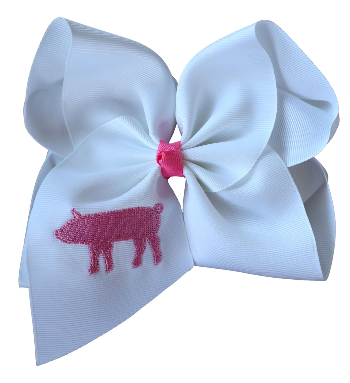 Pig Embroidered Bow