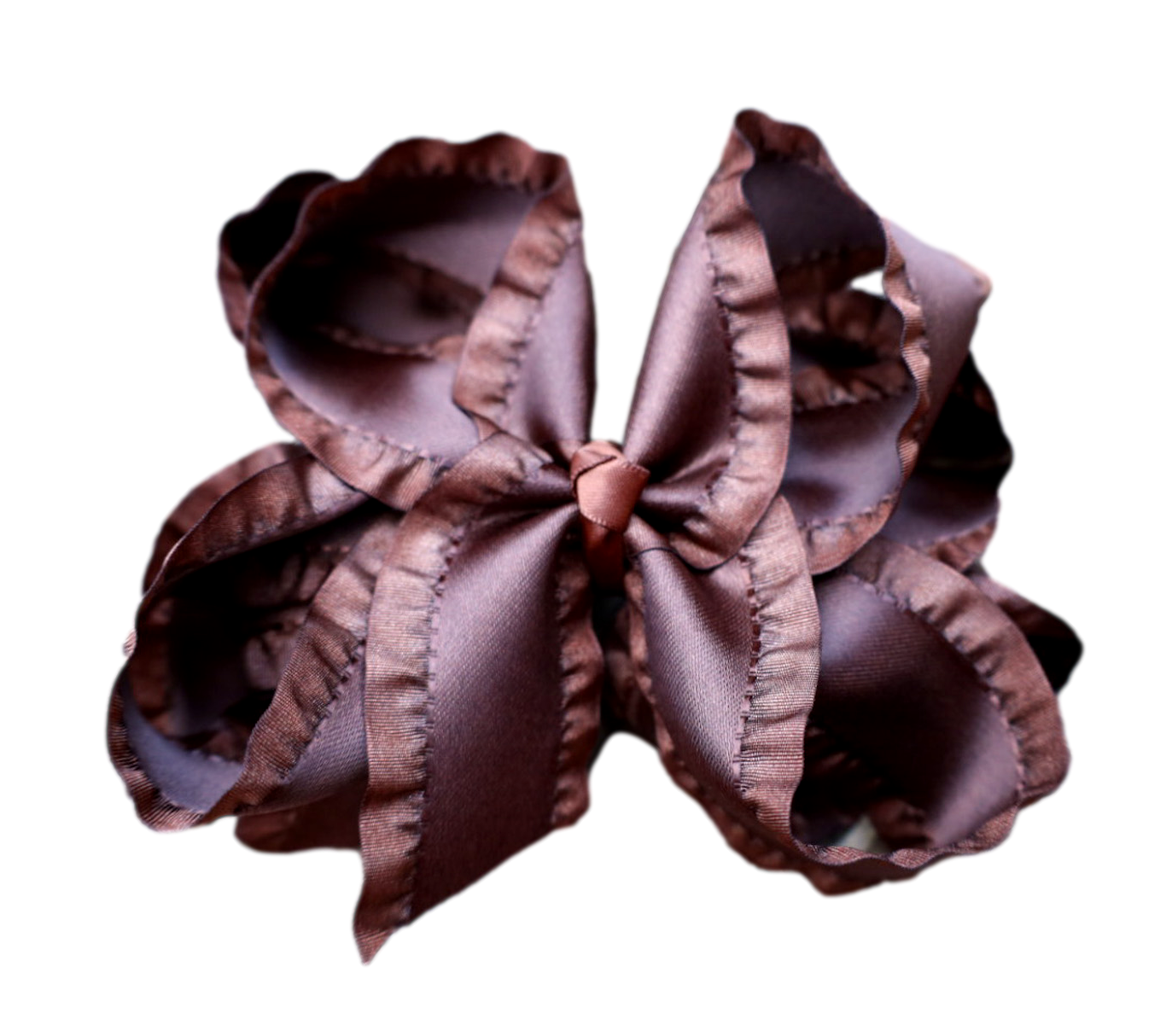 Brown Double Ruffle Boutique Bow