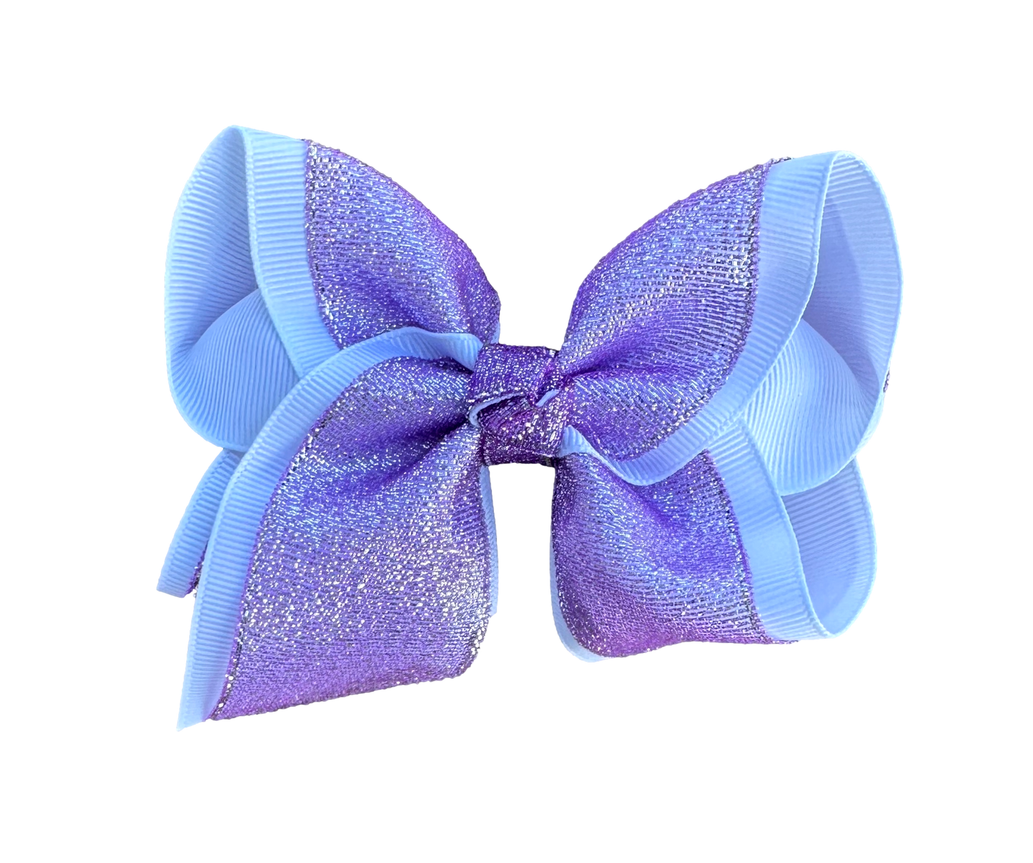 Purple and White Glitter Layered Bow