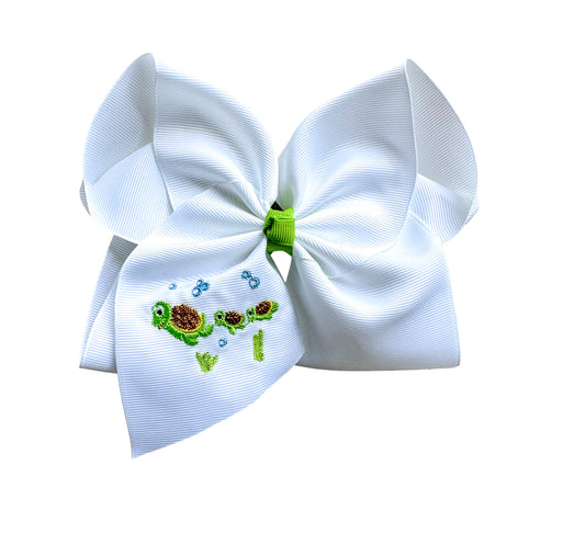 Sea Turtles Embroidered Bow