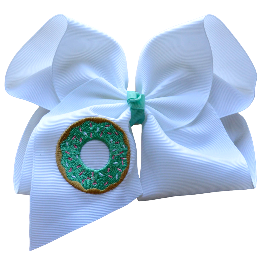 Aqua Embroidered Donut Bow