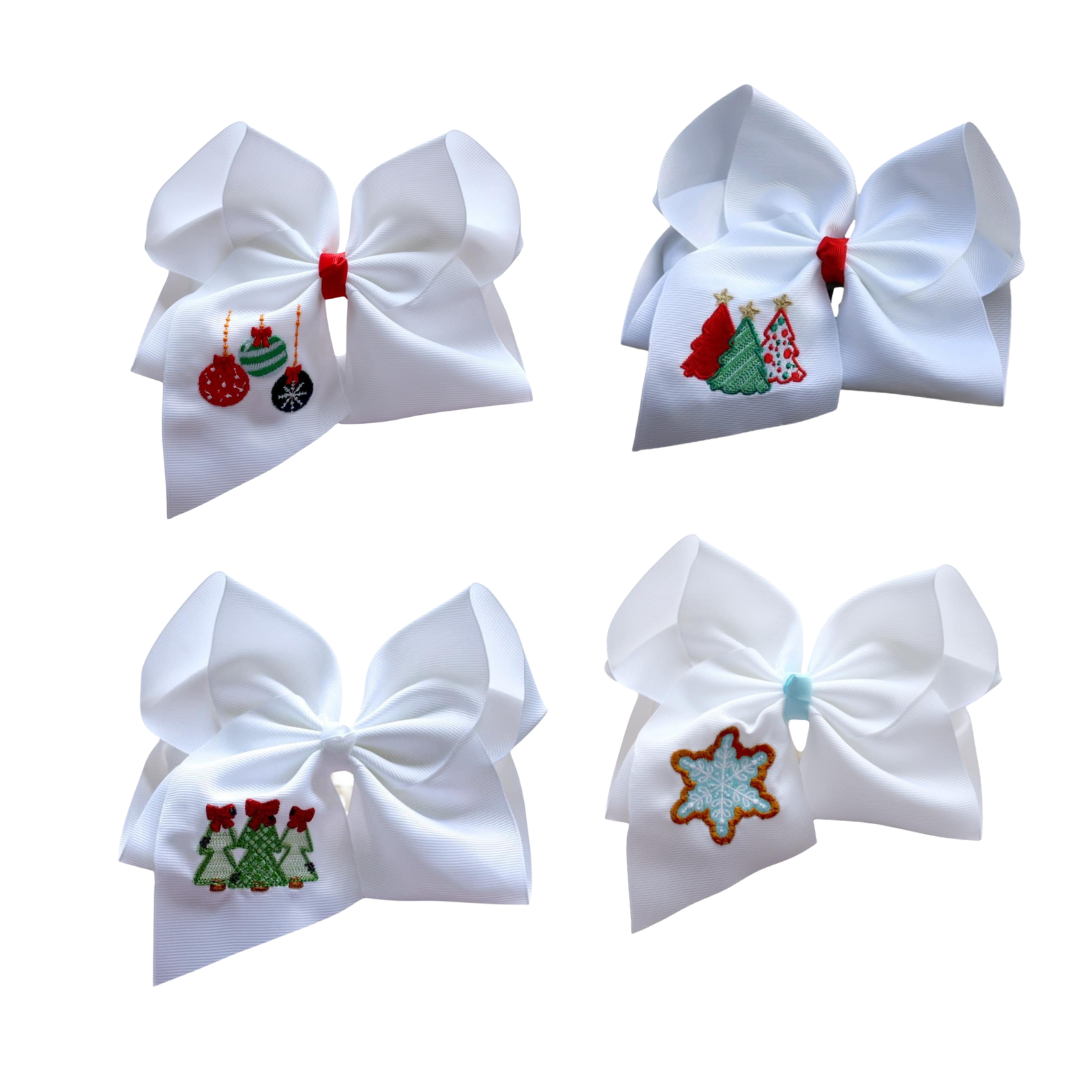 Jingle Bell Joy Embroidered Bow Collection