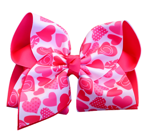 Polkadot Swirls Heart Layered Bow