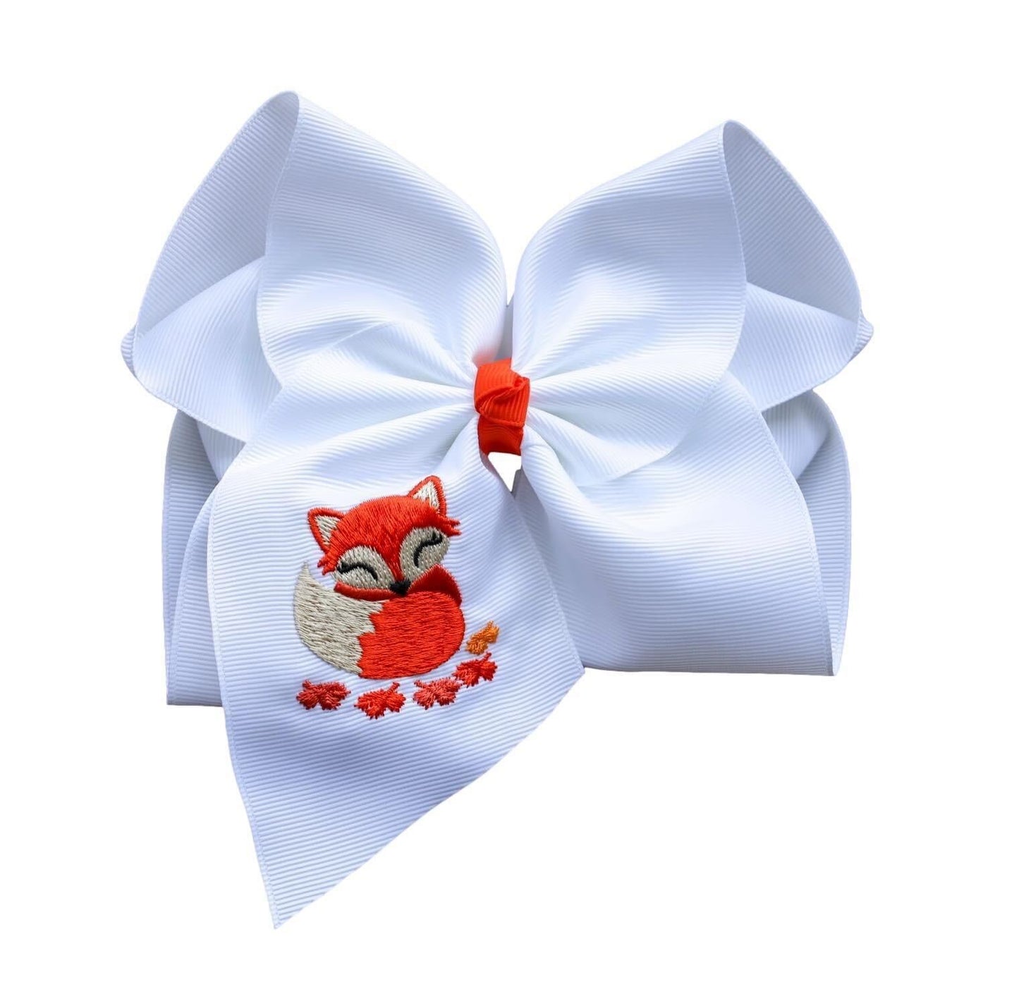 Fall Fox Embroidered Bow