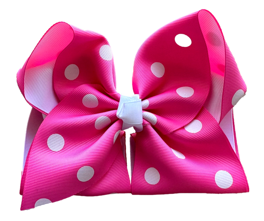 Hot Pink and White Polka Dot Layered Bow