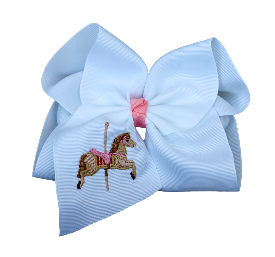 Carousel Horse Embroidered Bow