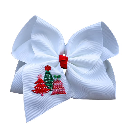 Merry and Bright Embroidered Bow