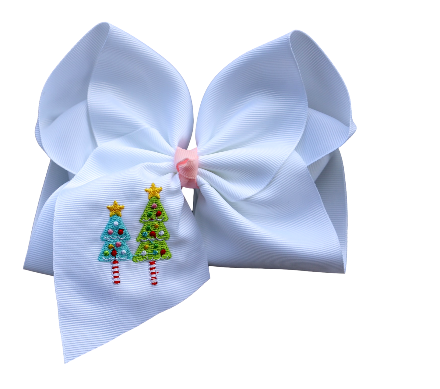 Pink Christmas Embroidered Bow