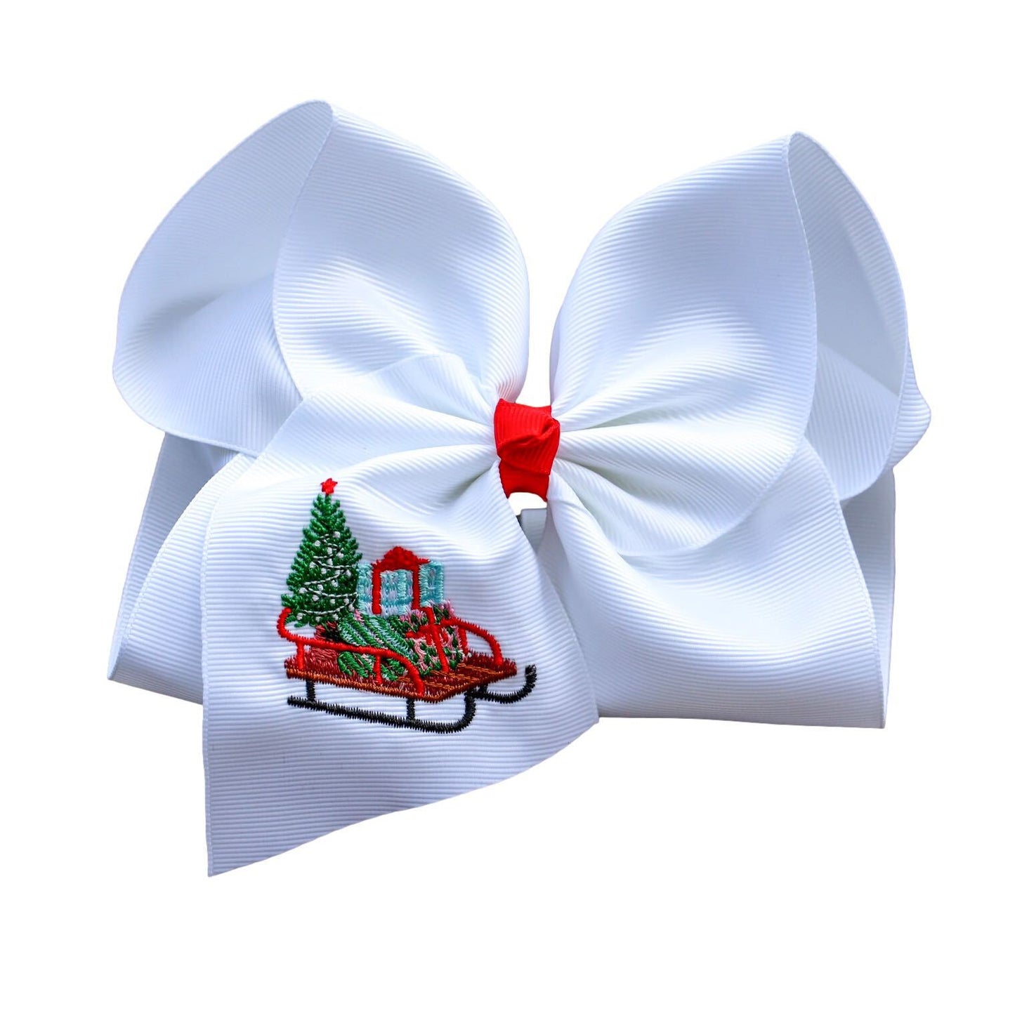 Sleigh Bells Ring Embroidered Bow