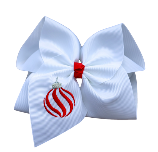 Peppermint Ornaments Embroidered Bow