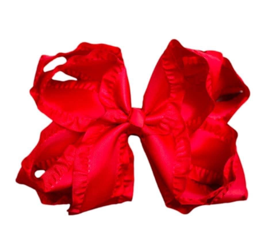 Red Double Ruffle Boutique Bow
