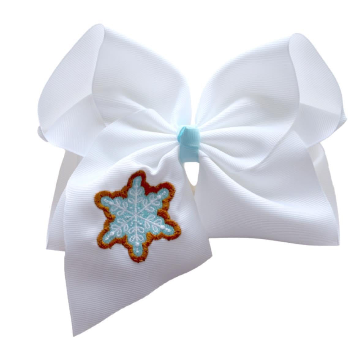 Snowflake Sugar Cookie Embroidered Bow