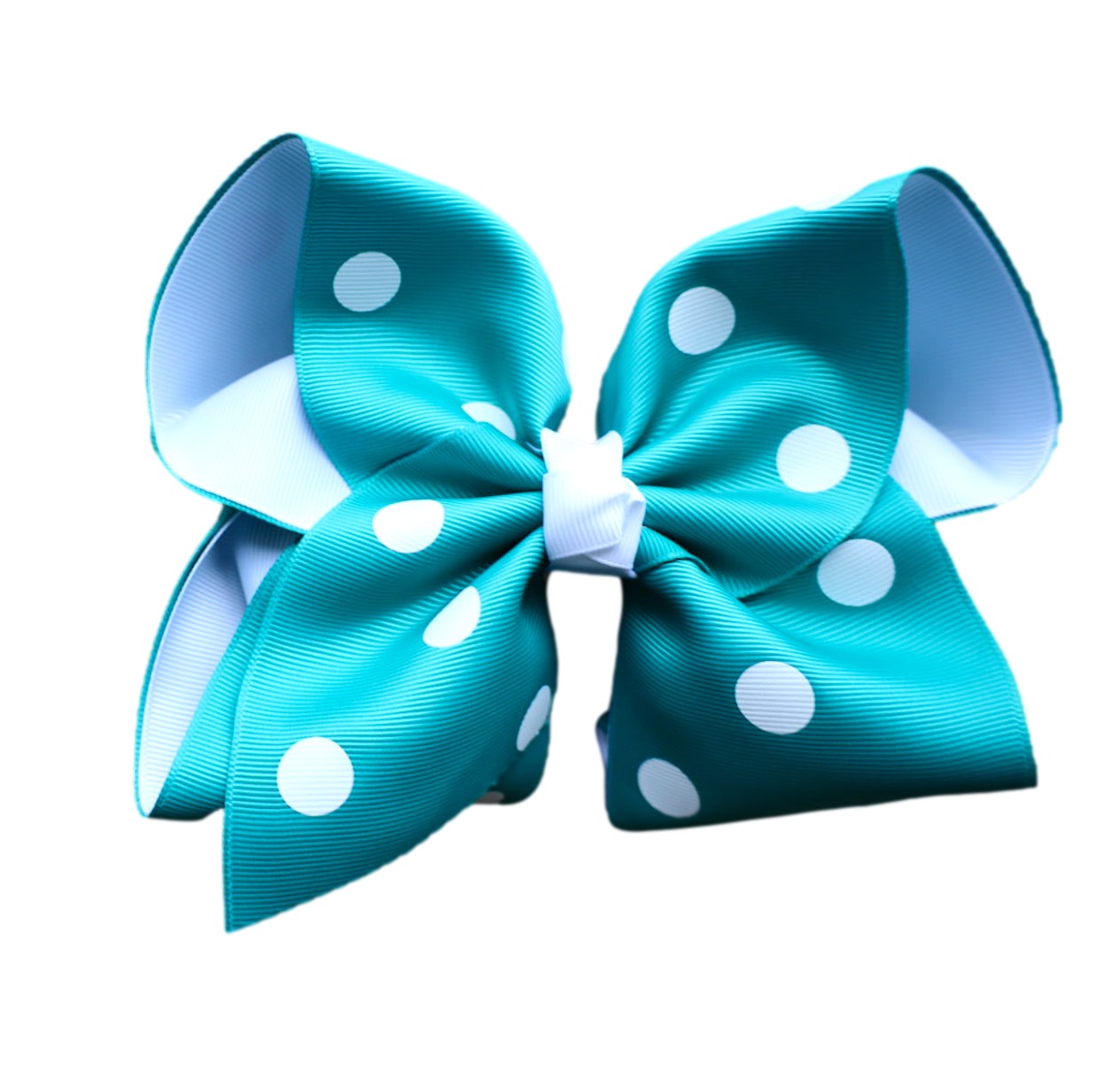 Jade and White Polka Dot Layered Bow