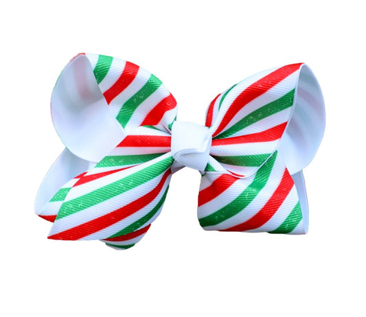 Christmas Stripe Printed Bow