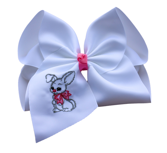 Sweet Bunny Embroidered Bow