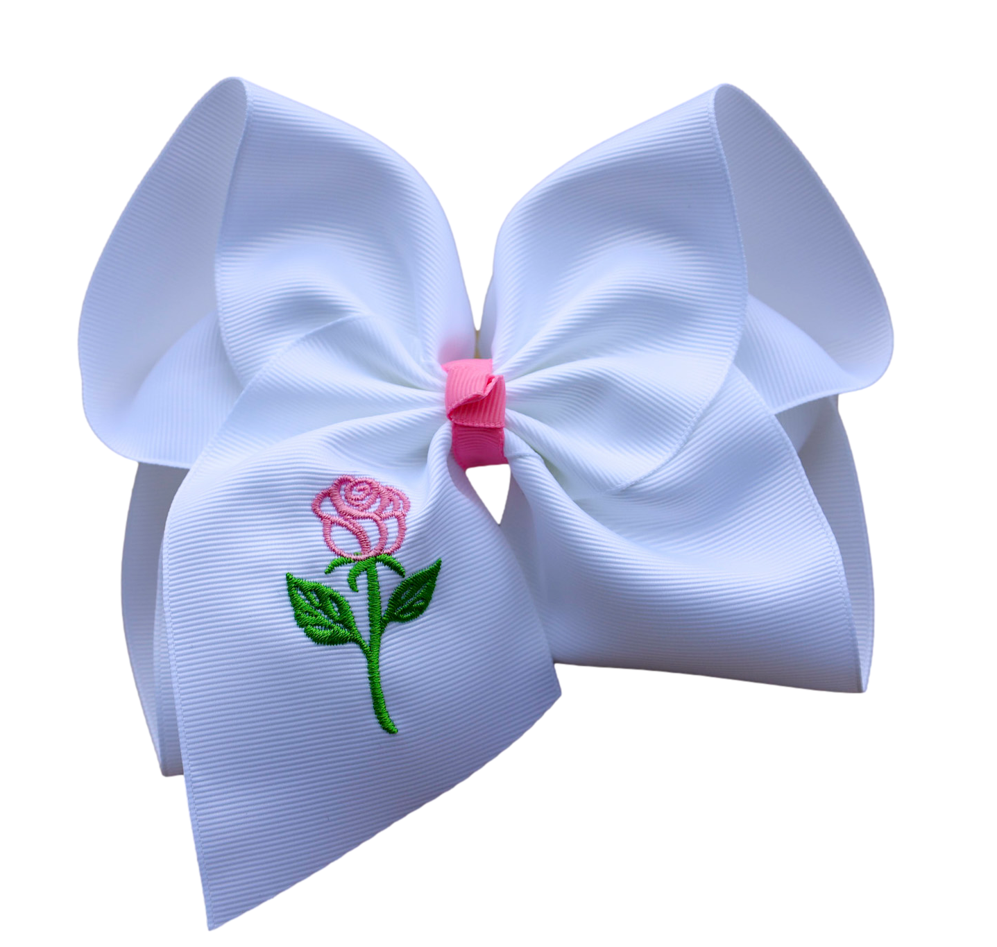 Spring Rose Embroidered Bow