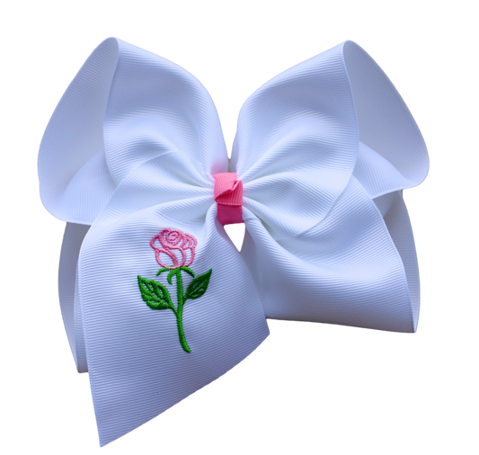 Spring Rose Embroidered Bow