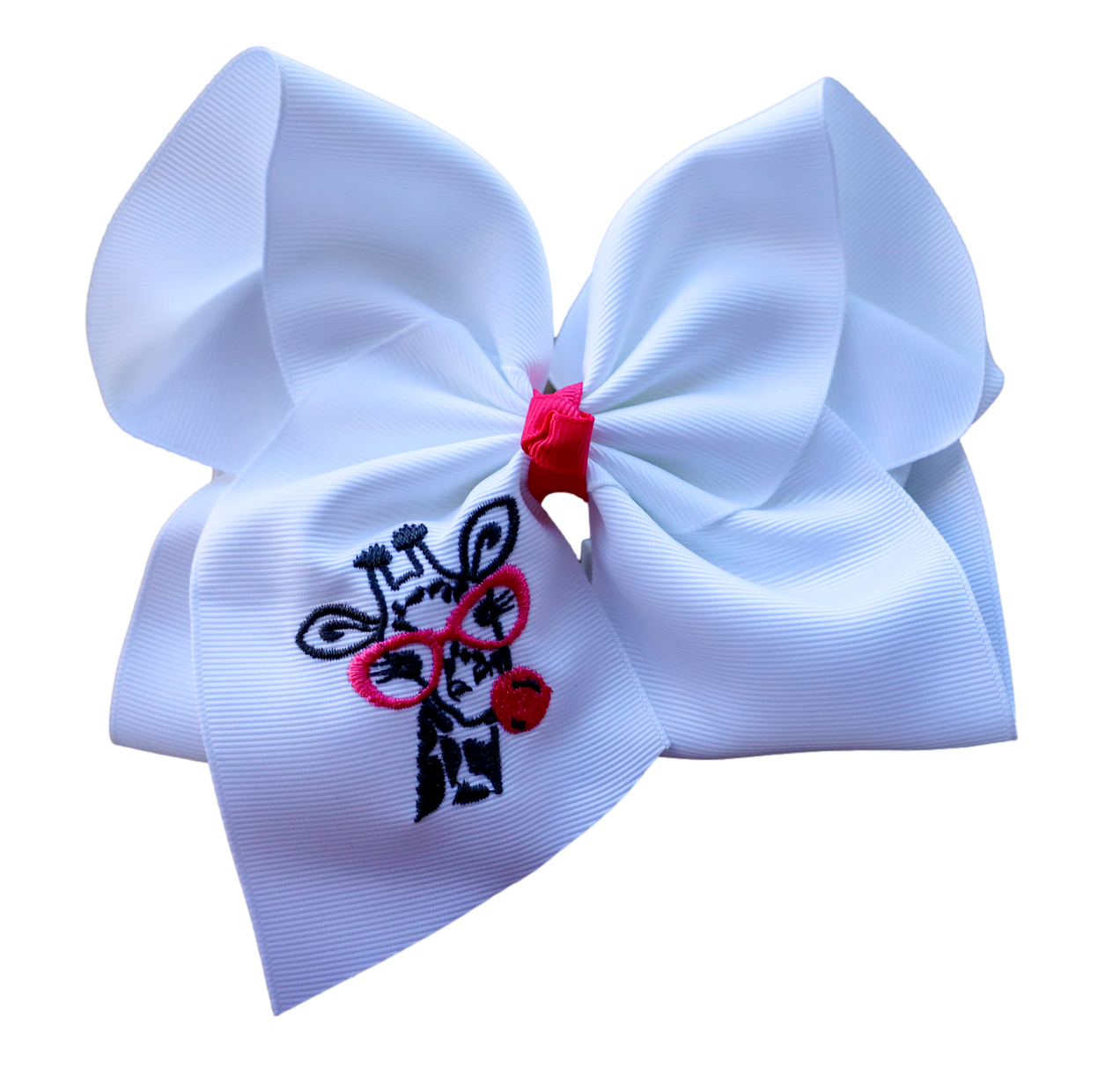 Ginger Giraffe Embroidered Bow
