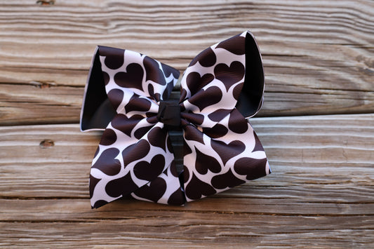 Black and White Hearts Layered Bow