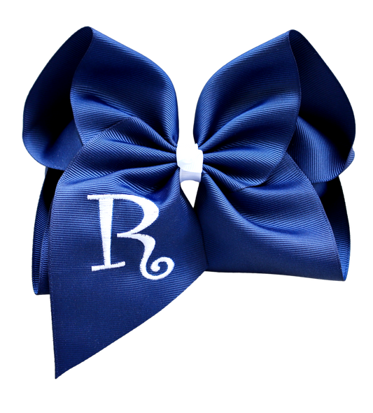 Navy Bow with White Initial