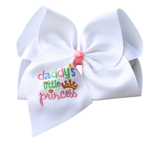 Daddy's Little Princess Embroidered Bow