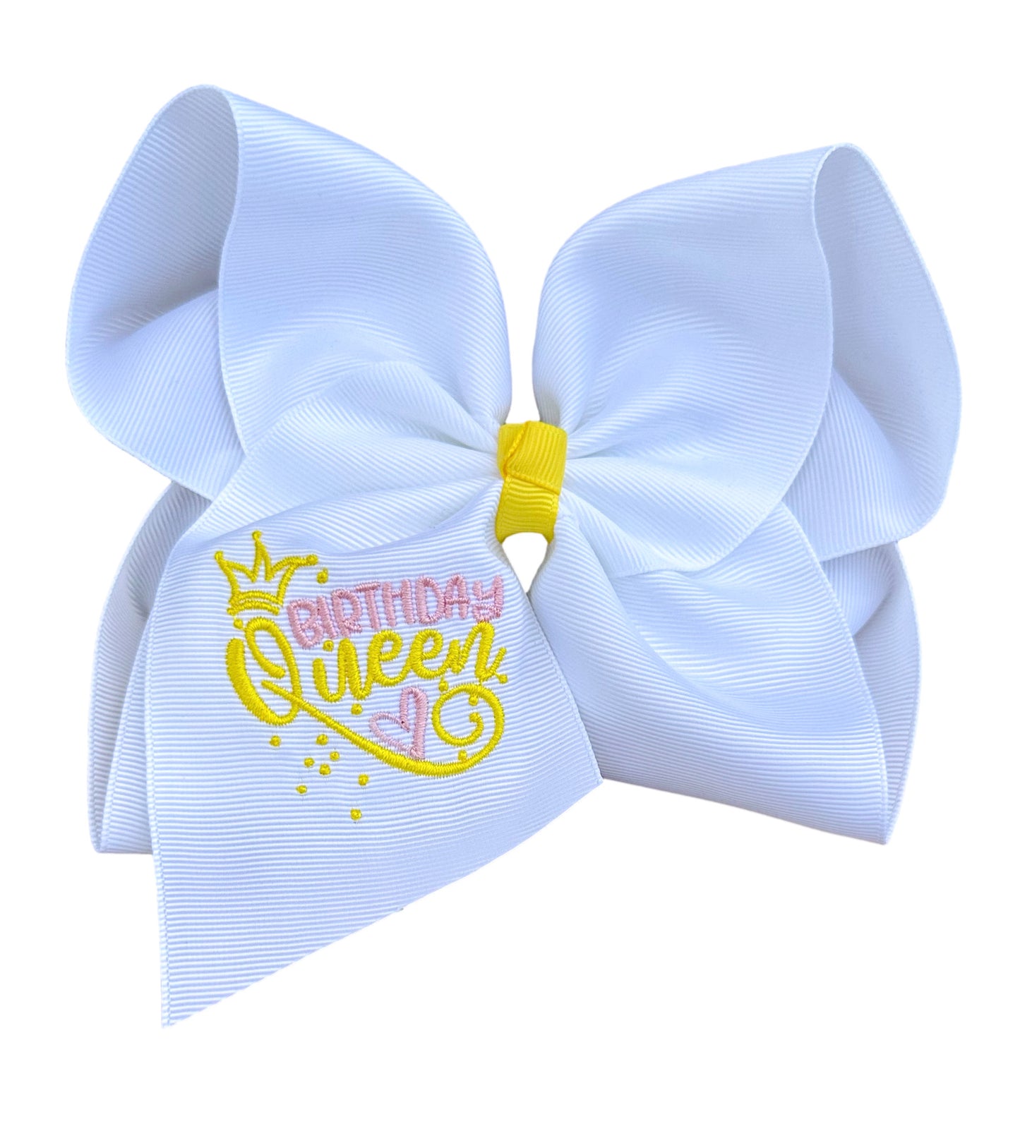 Birthday Queen Embroidered Bow