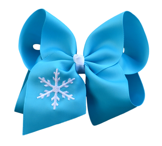 Sweet Snowflake Embroidered Bow