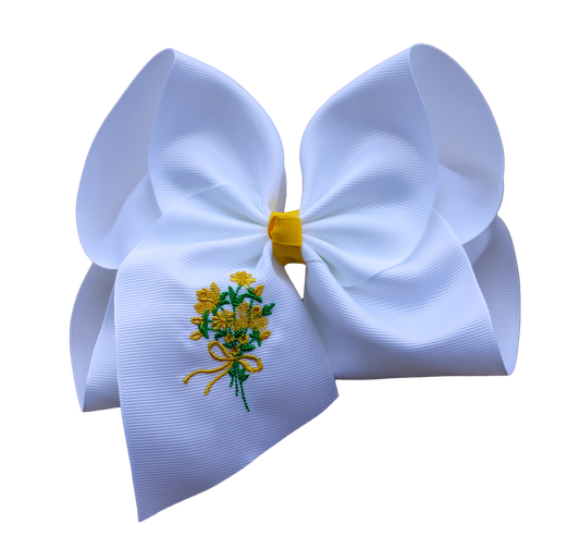 Spring Flowers Embroidered Bow