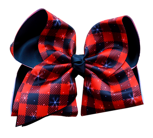 Red and Black Buffalo Plaid Layered Bow