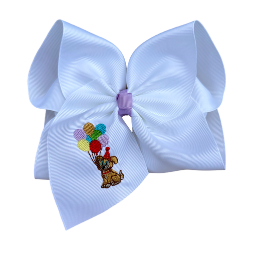 Puppy Birthday Embroidered Bow