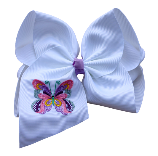 Spring Butterfly Embroidered Bow