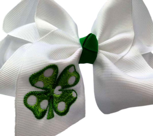 Polka Dot Clover Embroidered Bow
