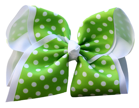 Spring Green Polka Dot Layered Bow