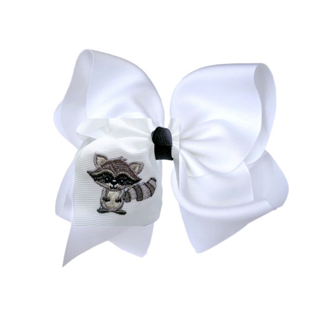 Raccoon Embroidered Bow