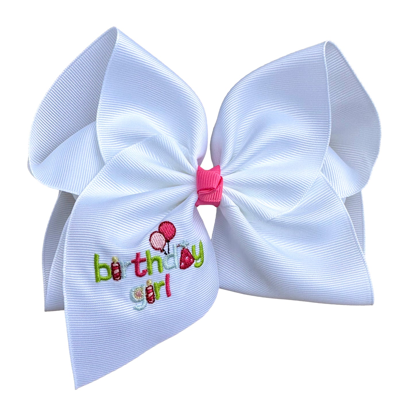 Birthday Girl Embroidered Bow