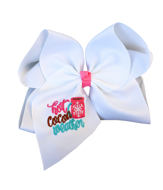 Hot Cocoa Embroidered Bow