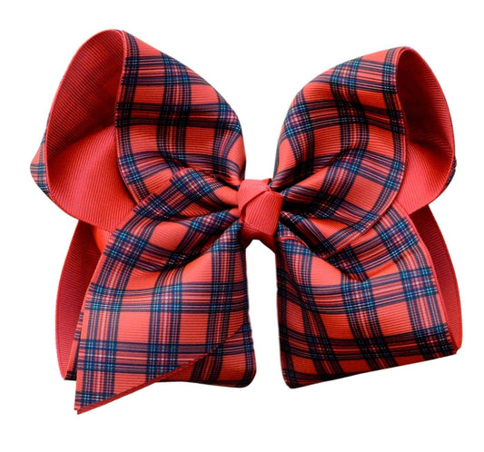 Red and Black Christmas Plaid Layered Bow