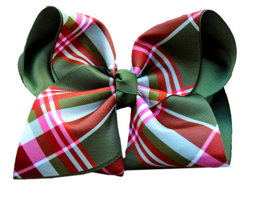 Vintage Christmas Plaid Layered Bow