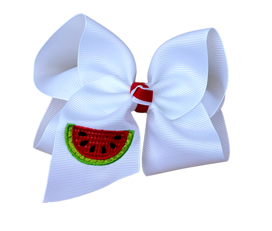 Watermelon Embroidered Bow