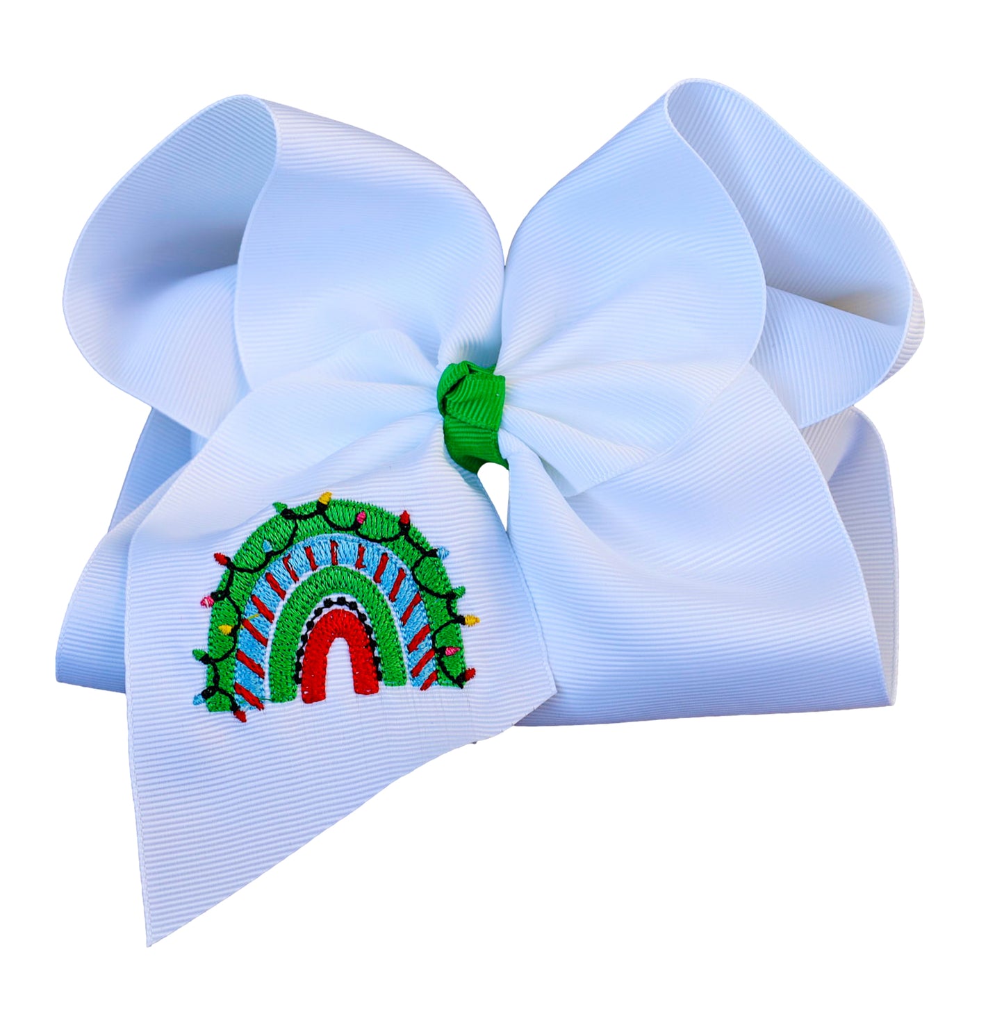 Christmas Rainbow Embroidered Bow