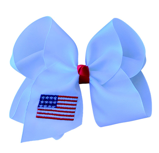 American Flag Embroidered Bow