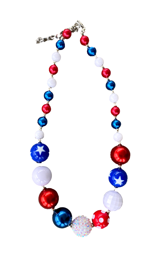 Red, White, and Blue Liberty Bubblegum Necklace.